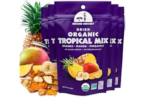 Mavuno Harvest Tropical Mix Dried Fruit Snack | Unsweetened Organic Mixed Dried Fruit | Gluten Free Healthy Snacks for Kids and Adults | No Sugar Added, Vegan, Non GMO | 2 Ounce, Pack of 6