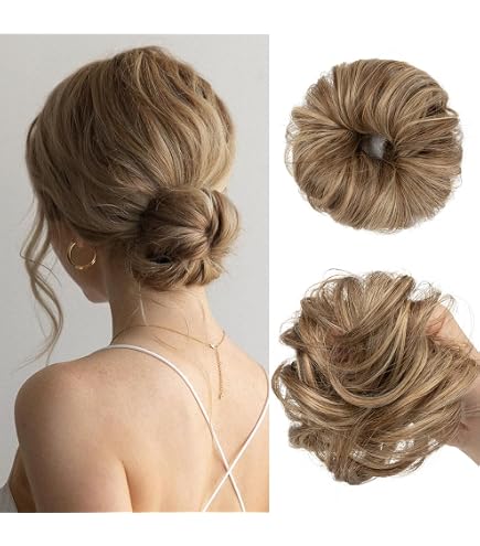 Extension De Cheveux Synthétique Bollo/Coletero Castaño Mèche Dorée - Taille Petit - Neuf