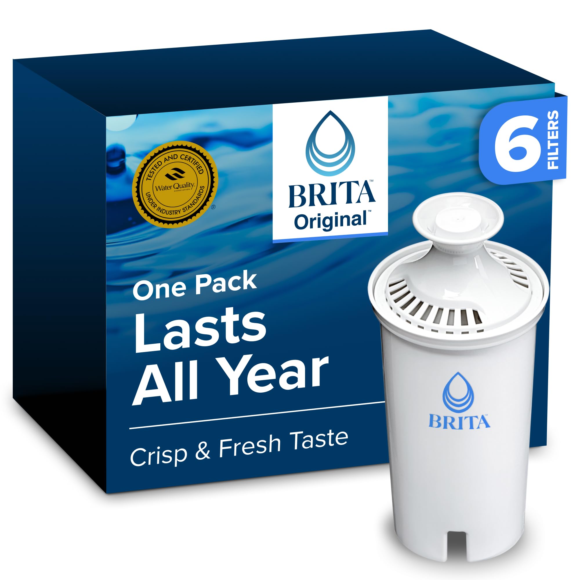 Photo 1 of Brita Standard Water Filter for Pitchers and Dispensers, Reduces Copper, Cadmium and Mercury Impurities, Lasts Two Months or 40 Gallons, Includes 6 Filters for Pitchers