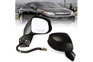 Lqito Right Passenger side Mirror Fits 2012-2015 Honda Civic with Power Glass 丨Non-heated Without Turn Signal Light Replaces 76202TR0A01 (3 Pins)