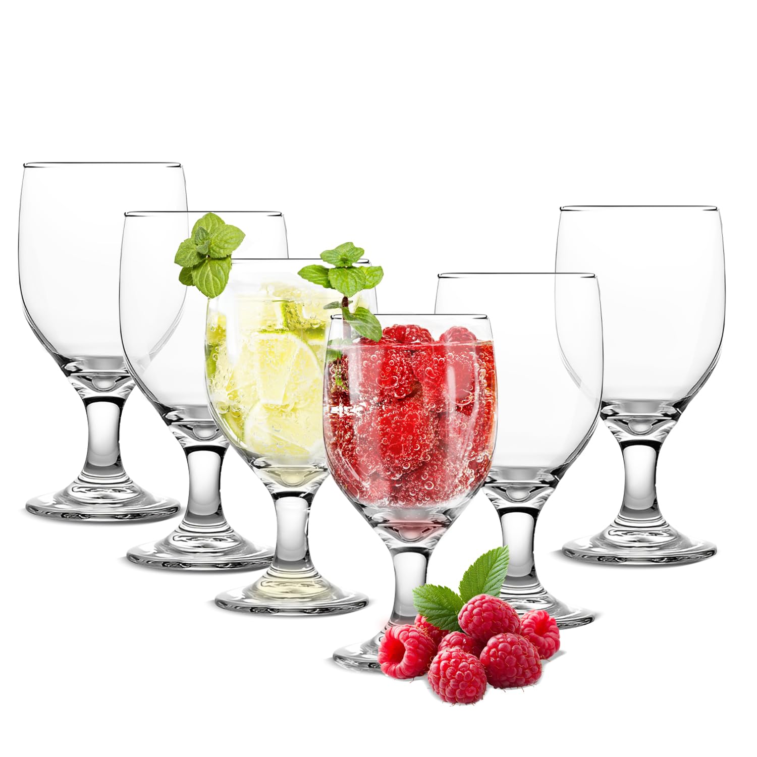 Photo 1 of 10.5OZ Water Goblets Set of 6, Clear Goblet Glasses Set for Home Bar, Wedding, Party, Elegant Design for Iced Tea, Sangria, Juice, Dishwasher Safe, Perfect for Daily Use Special Occasions