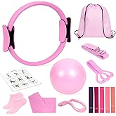 Wpolzie Home Pilates Essentials Kit for Women, Pilates Kit for Home Workouts, Pilates Equipment with Figure 8 Resistance Band, 14" Magic Circle, Yoga Ring, Pilates Accessories Set for Starter Workout