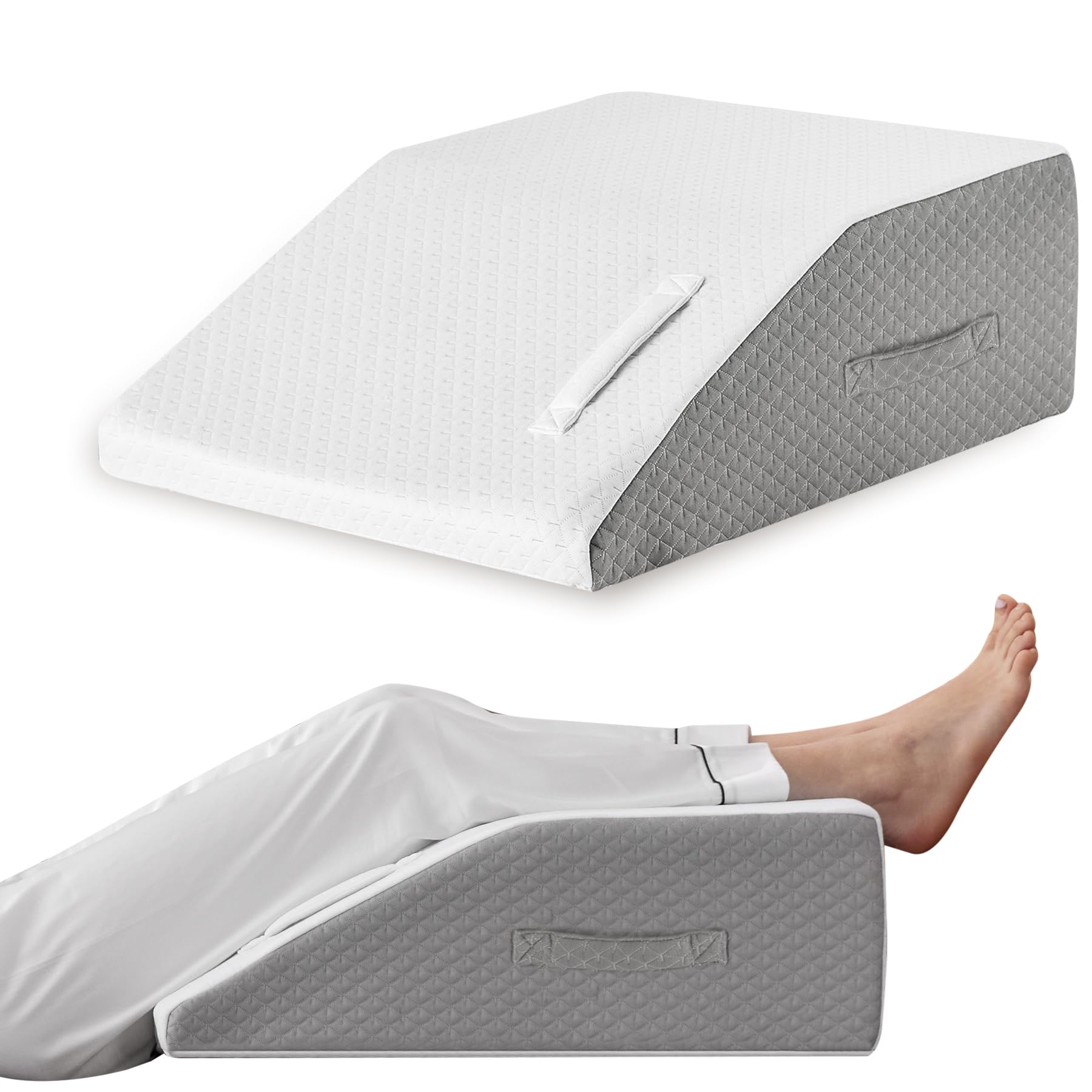 Ruqmuis Leg Elevation Pillow for After Surgery, Leg Elevating Pillow for Swelling & Blood Circulation, Leg Wedge Pillow for Sleeping, Knee Pillow for Knee Hip Ankle Pain Relief, 23.6×16.8×8Inch White Image