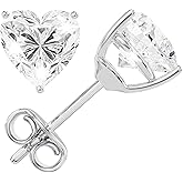 Moissanite Stud Earrings, 0.5ct-3ct D Color VVS1 Clarity Moissanite 14K White Gold Plated Sterling Silver Imitation Diamond Push Back Earrings For Women