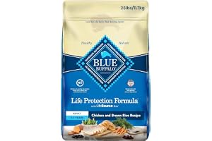 Blue BuffaloProtection de la vie Formule Aliments pour chien adulte - Nourriture naturelle pour chiens sèches pour chiens adultes - riz poulet et marron - Sac de 11,7 kg