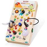 Toddler Montessori Busy Board for 1+ Year Old Boy Girl, Sensory Activity Toys with 9 LED Light Switches Travel Toys for 1 2 3