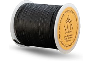 NALIN LEATHER CORD Real/Genuine Flat Leather Cord for Jewelry Making, Leather Strips & Laces for Necklaces, Bracelets, Accessories, Crafts – Matte Finish (Black - Matte, 3 mm)