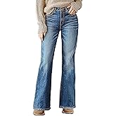 Flamingals Mid Waist Boot Cut Jeans for Women Stretchy Butt Lifting Trendy Flare Denim Jeans