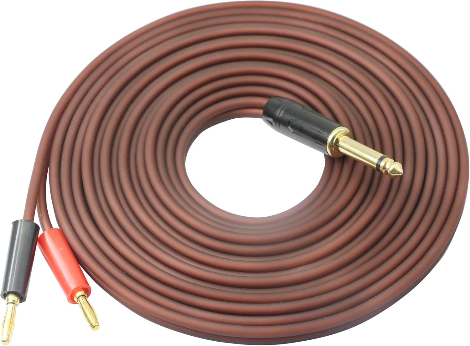 1/4 TS to Banana Plug,6.35mm TS Phono to Banana Plug Speaker Audio Cable,Gold-Plated 1/4 TS Male to Dual Banana Plugs OFC HiFi Speaker Wire for DJ Application, Mixer, Headphone Jack-16.5ft (5m): Industrial & Scientific
