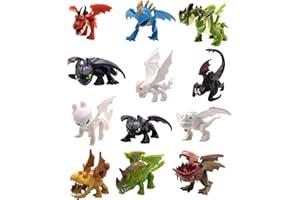Toysvill How to Train Your Dragon Mini Figures Set, 12 Piece Multicolor Plastic Dragons, Cake Toppers Collection for Birthday Party Decorations, 1.78 Inch