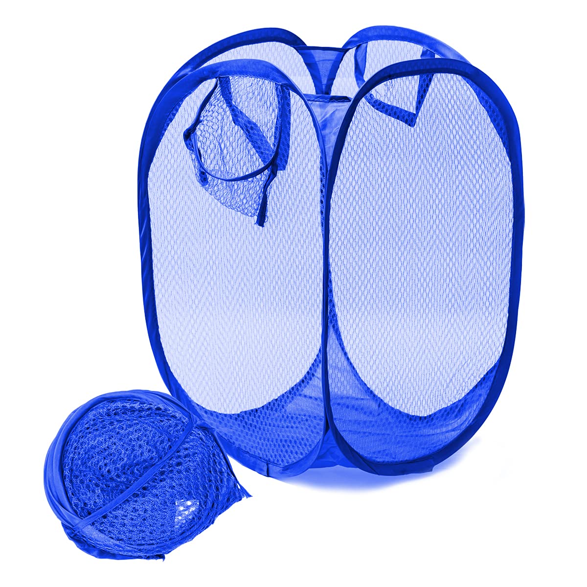 JJOnlineStore - UK Foldable Pop Up Mesh Washing Laundry Basket Bag Bin Hamper Toy Tidy Storage Organiser Organizer (Dark Blue)