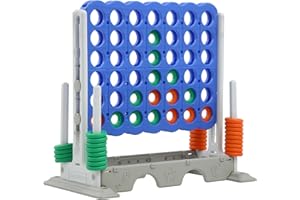 LDDAL Giant 4 in a Row Yard Connect Game, Jumbo Four Connect Height Adjustable Outdoor Large Games, Backyard Games with Stable Base for Adults and Family, Patent Authorized, Blue/White