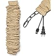 Fabric Cord Cover, Chandelier Chain Sleeve, 4 feet Length Natural Linen Burlap Wire Covers Use for Ceiling Lighting, Electrical Wires on Floor, Lamps Cable Management, Swings Chain Cover Decorative