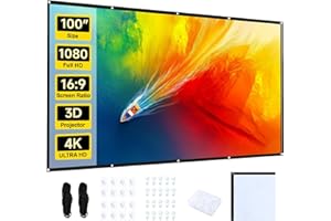 STWUI Projector Screen - 100 inch Projector Screen 16:9 Washable Foldable Portable Projector Movies Screen for Home Theater O