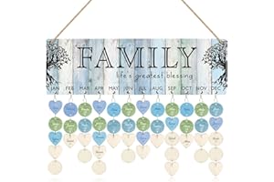 TOARTi Blessing Family Reminder Calendar Board(16''x5''), DIY Wooden birthday calendar wall hanging with 100pcs Wood Tags, Decorative Family Birthday Plaque Mother's Day Gift for Mom/Grandma