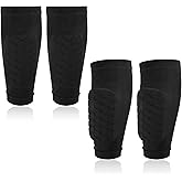 CAPASTEC Shin Guards with Honeycomb Pads, Polyester Youth Soccer Shin Gear for Football Basketball Cycling, Protective Comfortable, 2 Pairs