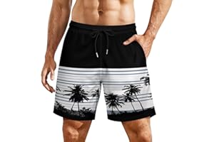 Feorafei Men's Quick-Dry Swimming Trunks 7 Inch with Compression Liner 2 in 1 Beach Swim Board Shorts with Pockets
