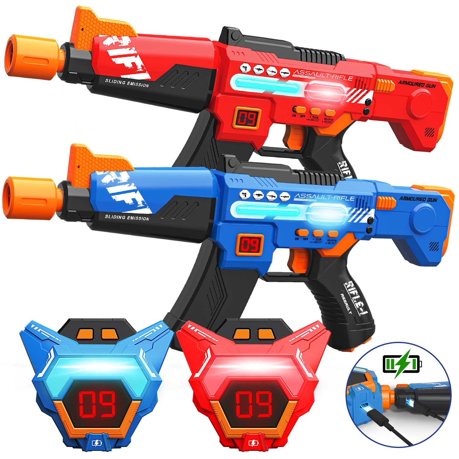 Rechargeable Laser Tag Guns Toys Set of 2 with Upgraded LED Digital Multi-Functional Vests Birthday Gifts for Kids Boys Girls 8 9 10 11 12+ Years Old Teens Adults Christmas Indoor&Outdoor Activities