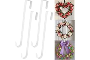 BTMOOZ Wreath Hangers for Front Door 4 Pcs Wreath Door Hanger 12" White Over The Door Wreath Hook Metal Garland Hanger Back Door Wreath Holder for Hanging Welcome Sign Hat Cloth Easter Spring Decorations