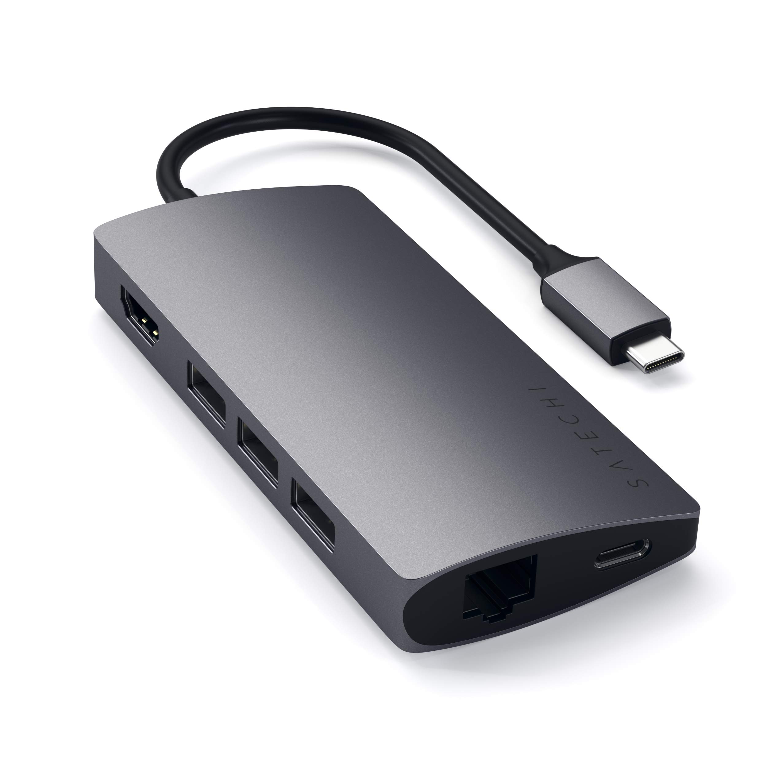 SATECHI USB-Cハブ 8-in-1 マルチポートアダプター V2, 4K HDMI, 60W PD充電, USB-Aポート×3, Ethernet, Micro/SDカードリーダー, MacBook, Windows, USB Type-C機器対応（スペースグレイ）商品画像
