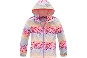 Sowllars Girls Rain Jacket, Windbreaker Kids Raincoat Waterproof Zip Jacket with Fleece Liner…