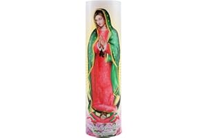 STONEBRIAR Virgin of Guadalupe Flameless LED Prayer Candle, Unique Religious Decoration, Gift Idea for Mothers Day, Birthday, or Any Holiday 8.2 Inches