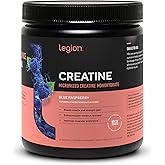 LEGION Micronized Creatine Monohydrate Supplement - Clean Creatine Powder for Muscle Gain & Post Workout Recovery - Micronized Creatine Supplement for Maximum Absorption (60 Servings, Blue Raspberry)