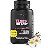 Livingood Daily Sleep Support Supplement, 10-in-1 Natural Sleep Aid with 5 MG Melatonin, Valerian Root, Chamomile, Tryptophan & GABA for Men & Women, Non Habit Forming, Gluten Free, Vegan, 60 Capsules