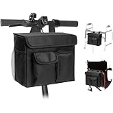 Boczif Mobility Scooter Bag, Electric Scooter Caddy Organizer Pouch, Electric Mobility Scooter Basket Bag with 14Inch Laptop Pocket and Cup Holders for Wheelchair & Rollator
