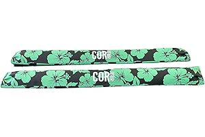 COR SURF Aero Car Roof Soft Rack Pad (Pair) for Surfboard, Kayak, Snowboard, Canoe, SUP and Paddleboard for Wide Aero Style Bars (Hawaiian Green, 28" Wide)