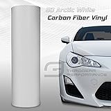 White 3D Carbon Fiber Film Twill Weave Vinyl Sheet Roll Wrap (12" X 60", White)