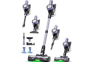 Cordless Vacuum Cleaner, 46Kpa/55 Mins Vacuum Cleaners for Home, Self-Standing Stick Vacuum with Rechargeable Dock,LED Displa