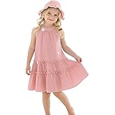 Yhnslsf Baby Girls Spring Summer Dresses Outfits Little Girl Dress Casual Halter Neck Sleeveless Sundress for Kids 12M-8Y