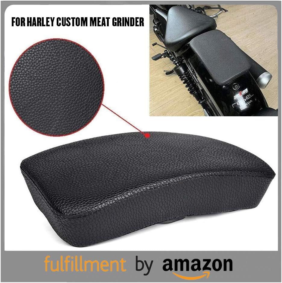 [Fulfilled By Amazon] Black Pillion Rectangular Seat Pad Cushion 6 Suction Cup for Harley Custom Chopper