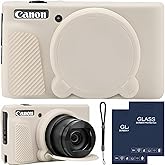 SZHSYJY Camera Case for Canon PowerShot SX740/ SX730 Digital Camera,SX740 HS Case, Soft Silicone Protective Case Removable Lens Cover,Comes with 2 Screen Protectors and 1 Wrist Strap. (Mist White)