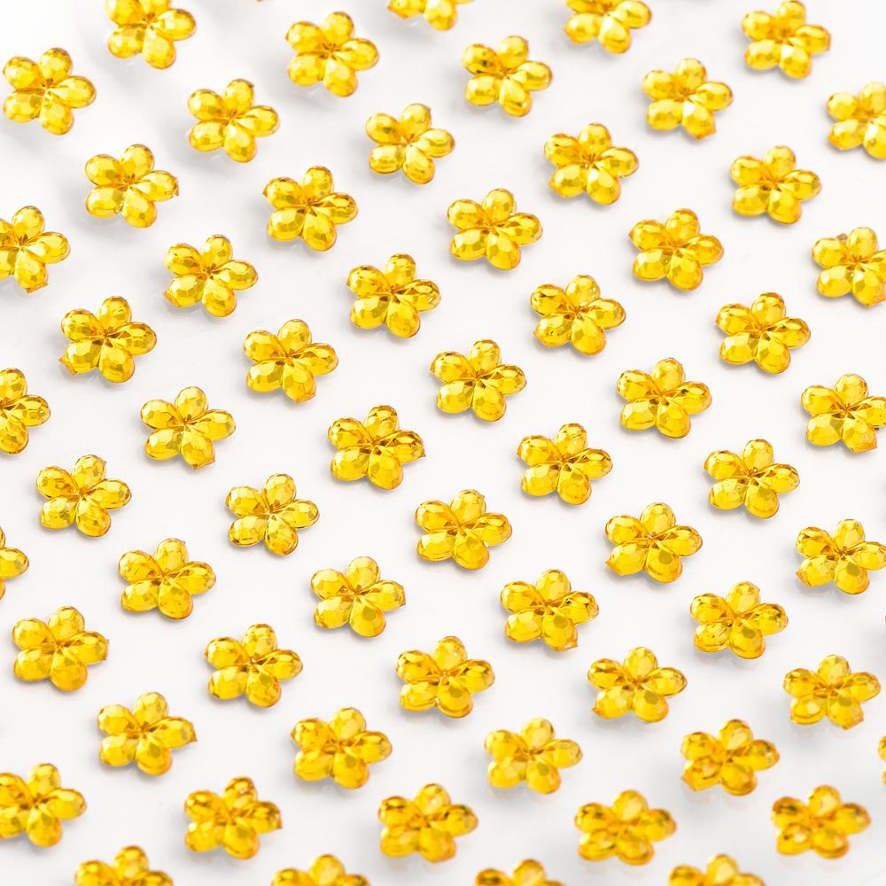 6mm Gold Flower ✽ Self Adhesive Stick on Gems ✽ 100 per Sheet