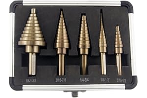 ZELCAN Step Drill Bits, HSS 5PCS Titanium Step Drill Bit Set, 50 Sizes in 5 High Speed Steel Unibit Drill Bits Set for Sheet 
