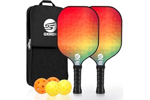 OXIKEN Pickleball Paddles Set of 2, USAPA Approved Carbon Fiber Pickle Ball Paddle (CHS), Polypropylene Honeycomb Core, Anti 