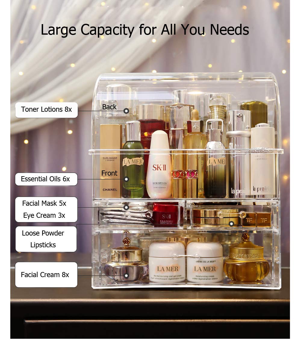 MOOCHI Professional Large Cosmetic Makeup Organizer Dust Water Proof Cosmetics Storage Display Case with Drawers Portable For Brushes Lipsticks Jewelry: Beauty