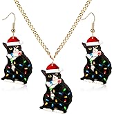 Quelay 3 Pcs Christmas Jewelry Set for Women 1 Pairs Christmas Earrings, 1 Nutcracker Necklace Jewelry Set for Christmas Gift