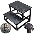 YAKANJ Step Stools for Adults Kids, Heavy Duty Sturdy Metal Frame Hold Up to 500 Lbs Capacity for Kitchen Bathroom Bedroon -Black
