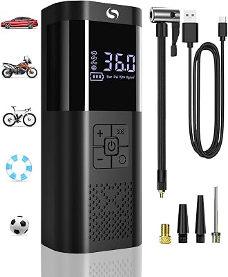 Compressor de ar portátil, insuflador de rodas de carro, compressor de ar mini com manómetro, insuflador elétrico de 150 PSI, acessórios para automóveis, com luz LED para bola de bicicleta de motocicleta