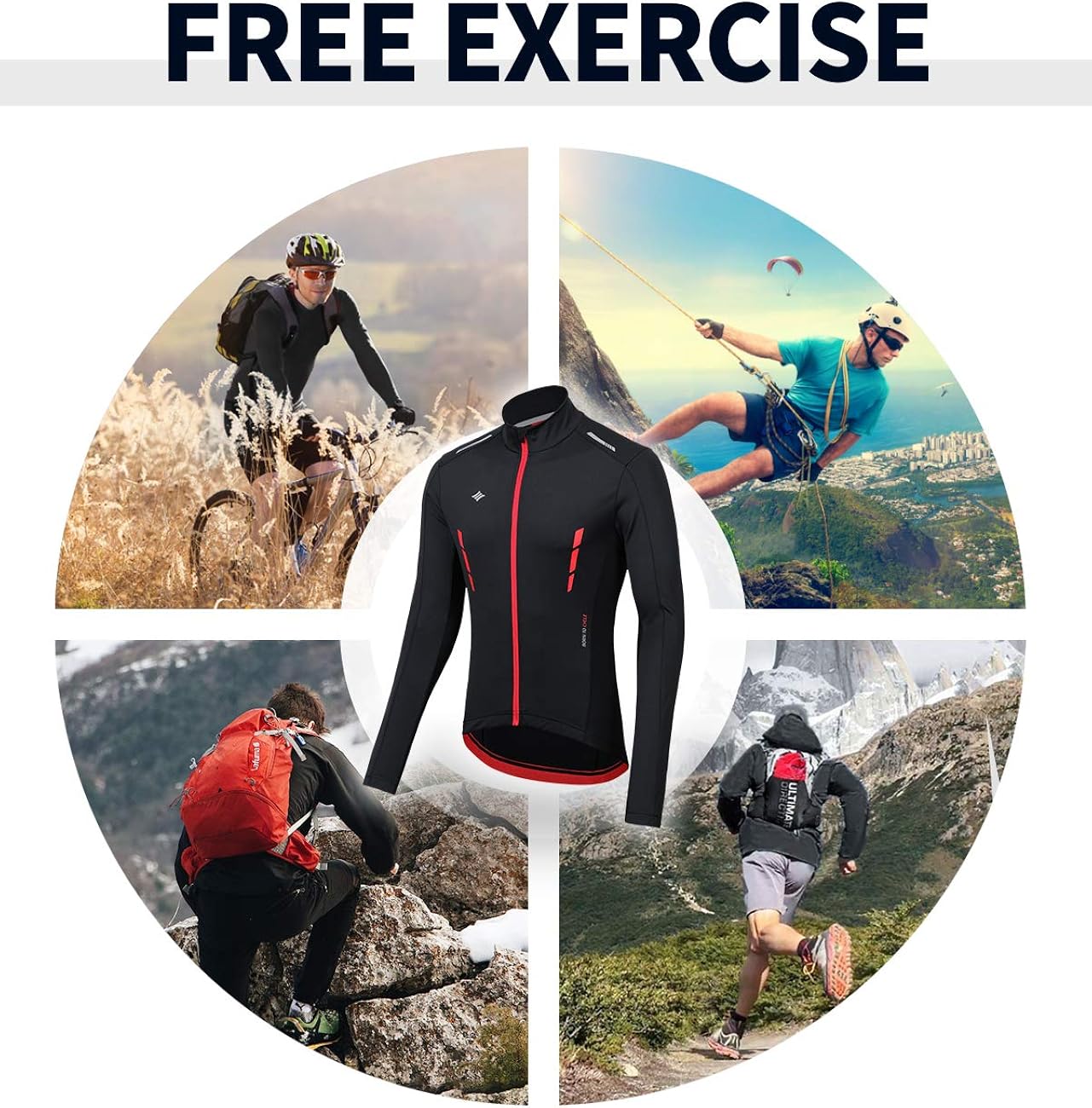 Santic Winter Cycling Jakets for Men Thermal Bike Running Jacket Windproof Breathable Windbreaker : Clothing