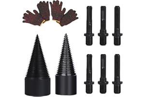 ARIMILK Firewood Drill bit Wood Splitter，10pcs Log Splitter Easy to Split Drill bit，Wood Splitter Drill bit，Heavy-Duty Cone Drill bit/1.26in/1.65in+Glove,Suitable for Most Wood Splitter