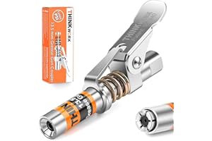 THINKWORK Grease Gun Coupler, 0.53" Grease Gun Tips, Strong Lock on Greases Gun Couplers, 12000 PSI Quick Release Grease Coup