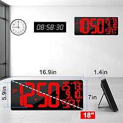 Xflyee [Oversized] 18" Large Digital Wall Clock