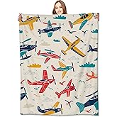 VODRM Airplane Blanket Aviation Adventure Colorful Planes and Clouds Throw Blankets Gifts for Kids Boys Lightweight Soft Fleece Cozy for Sofa Couch Bed Room Travel Birthday Party Decor 50x60in