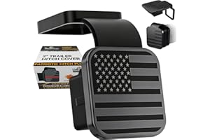 TrkWyze Hitch Cover, CAR-WASH-Safe Flag Hitch Cover, Rust-Resistant Hitch Receiver Cover, Tow Hitch Covers, UV-Resistant, American Flag Trailer Hitch Cover (Black)