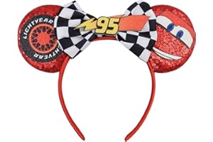 LIHELEI Mouse Ears Headband, Lighting McQueen Car Ear Headbands for Boys Birthday Party - Car Ear Headband