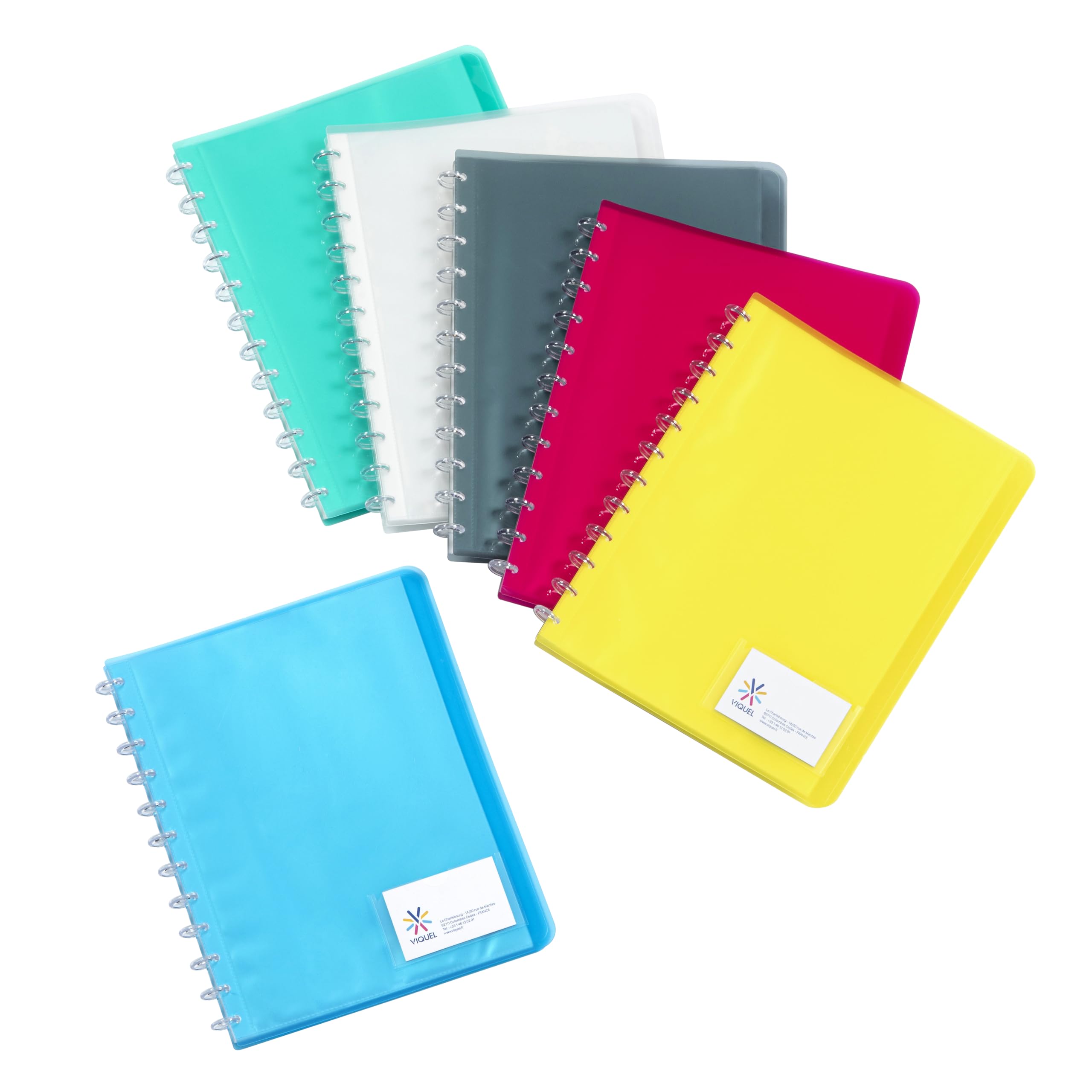 Viquel 097795-49 Geode 40 Sides Plastic Book with Removable Pockets A4 Assorted Colours (Pack of 12